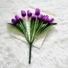 9 Cabezas de Flores de Tulipán Artificiales Exportación Ramo de Planta Verde Decoración de Escena para Fotografía en Casa Alta Simulación