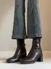Botines ajustados, elásticos, de tacón grueso retro para mujer, nueva colección 2025, de tacón alto, punta cuadrada, botines tipo Martin