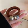 Sencilla banda para el cabello de diamantes de imitación de alta elasticidad que combina con todo, no daña el cabello, anillo de toalla sin costuras, liga para el cabello, banda elástica cubierta de cuero, accesorios para la cabeza