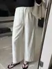 Calça Drapeada Cool Seda de Gelo Linho Solta Perna Larga Reta Estilo Coreano Calça Casual com Efeito Drapeado para Verão H050817