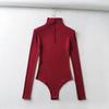 Body de Gola Média Manga Longa Primavera e Outono 2021 ins Europeu e Americano Sexy Abotoamento Simples Justo Base t