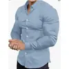Camisa Nueva de Manga Larga para Hombre Otoño Primavera Cross Europe Estampado 3D Casual de Negocios Sin Planchar Color Sólido Camisa con Cuello