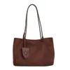Bolsa tote de camurça estilo retrô francês, bolsa de ombro niche coreana simples para Instagram, bolsa versátil para o dia a dia