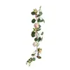 Parede de Plantas Simuladas Pendurada Roseira Rattan Flores Artificiais Decoração Externa Trepadeira Planta Verde de Parede Flores Artificiais