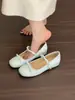 Zapatos Plateados Mary Jane para Mujer con Aumento de Altura Interior Estilo Francés 2025 Nuevos Zapatos de Vestir con Lazo para Primavera y Noche