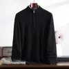 Suéter 100% caxemira pura para homens, gola alta com zíper, suéter casual de malha de manga longa, novo outono/inverno 2026, quente