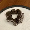 Scrunchie de Cetim com Borda de Cristal Feito à Mão de Alta Qualidade para Mulheres, Novo Acessório de Cabelo da Celebridade da Internet Coreana, Elástico de Cabelo, Flor de Cabelo para Mulheres