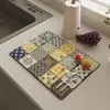 Alfombrilla Drenante de Cocina de Tierra de Diatomeas Retro, Resistente a Manchas, Fácil de Limpiar, Alfombrilla Antideslizante, Alfombrilla Absorbente de Café para Aislamiento Térmico de Platos de Comedor Domésticos