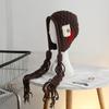 Gorro de punto cálido para mujer, otoño e invierno, con borlas Baotou, gorro de lana para estudiantes, marca de moda, trenzas rojas hechas a mano.
