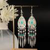 Pendientes Miao de plata de imitación étnica, atracciones turísticas, pendientes de flores bohemias, pendientes largos con borlas, venta al por mayor