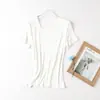 [Procesamiento y Personalización] Top Redondo de Seda de Morera Refrescante de Verano, Camiseta Suelta de Manga Corta de Seda Color Caramelo Hermosa