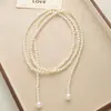 Collar Largo de Perlas Irregulares para Mujer Estilo Francés Joyería Retro Lujo Ligero Cadena para Suéter de Nicho de Gama Alta Collar Sencillo