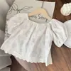 Blusa Boneca de Verão com Babados para Meninas, Camisa Leve e Fresca com Manga Curta Fofa para Meninas Jovens e Crianças Pequenas