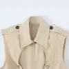 Roupas femininas transfronteiriças 2026 Moda europeia e americana colete justo com recorte no peito e decoração de ombreira para mulheres E26455