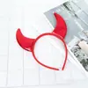 Tiara de Chifre de Diabo para Halloween para Crianças e Adultos, Adereço de Cabeça de Palhaço para Festa de Feriado, Tiara de Chifre Vermelho com Lantejoulas e Penas