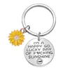 Llavero europeo y americano transfronterizo girasol anima llavero de acero inoxidable para enviar a niños a novias con letras de regalo a mano