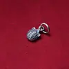 Pingente da sorte em prata pura S925 pulseira de corda trançada feita à mão pulseira de pérola de cristal pingente de gatinho acessórios de prata