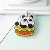 Broche de Panda Transparente con Borde de Dibujos Animados de Acrílico Accesorio para Mochila Regalo para Estudiante de Primaria Muñeca Linda Fresca y Dulce