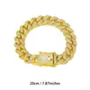Cadena Cubana Clásica de 13 mm de Venta Caliente Transfronteriza, Superficie Curva, Fondo Liso, Incrustada de Diamantes, Collar de Aleación, Joyería para Hombre Hip-Hop Americano