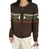 Elegante Casaco Suéter Jacquard Bordado para Mulheres, Novo Cardigã Curto de Tricô Outono/Inverno para Mulheres Baixas