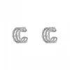 Set de Aretes de Lujo Populares Transfronterizos Europeos y Americanos, Cobre Chapado en Oro Real Incrustado con Circonita, Aretes de Lujo Ligero y de Gama Alta