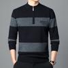 Suéter Rayado para Hombre de Media Cuello Alto con Cremallera Grueso de Alta Calidad Cálido para Primavera y Otoño Suéter de Gama Alta Suéter Básico