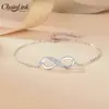 Nuevo Pulsera de Acero de Titanio Moda Simple Bucle Infinito Incrustada con Diamantes, Estilo de Lujo Moderno para Mujeres, Pulsera de Acero de Titanio Figura de Ocho