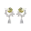 Pendientes Cuadrados de Cristal Mariposa Perla de Lujo Ligero y Gama Alta Pendientes Exquisitos Brillantes Gota de Agua Aguja de Plata S925 Pendientes para Mujer