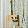 Cortinas de Keqiao de Alta Gama en Verde Vibrante Estilo Retro Pastoral Francés para Ventana Saliente con Ganchos y Decoración de Encaje