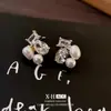Pendientes de Perla Barroca con Circonita Francesa Nicho Simples Asimétricos Pendientes de Alta Gama Exquisitos Pendientes Retro para Mujer
