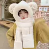 Gorro de Peluche, Bufanda, Guantes, Gorro con Forro de Felpa, Conjunto de Tres Piezas Engrosado, Orejas de Mickey, Calentador de Cuello, Todo en Uno, Lindo
