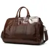 Bolso de Mano de Cuero de Vaca de Capa Superior para Hombre para Distancias Cortas Bolsa de Viaje Gran Capacidad Cuero Genuino Bolsa de Equipaje Grande Bolsa de Equipaje Moderna para Hombre