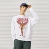 Ropa de Marca de Moda para Hombre Europea y Americana Kanye Kanye Retro Banda Nirvana Transparente Ángel Sudadera Holgada de Cuello Redondo High Street Niebla