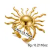 Anel Elemento Oceano Aço Inoxidável Banhado a Ouro 18K Verão Concha do Mar Estrela do Mar Coração Anel Aberto Anel de Concha