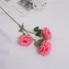 Flores Artificiais com 3 Rosas de Diamante para Loja Decoração Suave, Arranjo Floral para Salão de Casamento, Estilização de Fundo de Corredor, Flores de Seda