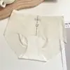 Ropa Interior Fina para Mujer, Sin Costuras, Seda de Hielo, Cómoda, Transpirable, Antibacteriana, de Cintura Media, Cara Sonriente, Calzones de Piel de Leche