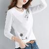 3055 # Camiseta de Manga Longa para Mulheres Algodão Puro (Foto Real Tirada) (95 Algodão 5 Elastano) (Novo Tamanho XXL)