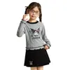 Conjunto de Primavera para Niñas 2026 Nuevo Lunares Bloque de Color Falda Corta Elegante Casual Dibujos Animados Kuromi Conjunto de Dos Piezas
