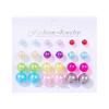 Aretes Simples Coloridos Transfronterizos de Perla de Imitación Combinación de 12 Pares Aretes Acrílicos Versátiles de Alta Gama Elegantes para Mujer