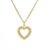 Colar Coração de Pêssego em Aço Titânio Cortado Design Personalizado de Nicho Pingente de Amor com Diamante Pontilhado Colar Feminino de Aço Inoxidável