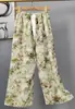 Pantalones de pijama de algodón para mujer, verano, finos, estampados, casuales, de pierna ancha, pueden usar mujeres embarazadas, comercio exterior, pantalones de talla grande