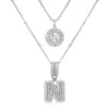 Collar con Colgante de Letra Inicial A-Z Transfronterizo Europeo y Americano Moda Personalidad Doble Capa Letra Colgante de Diamante Cadena de Clavícula