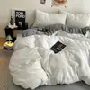 Outono/Inverno 2026 Novo Classe A Grau Mãe-Bebê Cor Sólida Bicolor Simples Leite Fleece Roupa de Cama para Casa Conjunto de Quatro Peças Espessado Quente