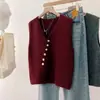 Elegante y chic chaleco de punto asimétrico con cuello en V para mujer, una nueva pieza casual de otoño/invierno que se puede combinar fácilmente con suéteres y otras prendas superiores.