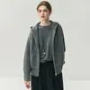 Cardigan de Caxemira com Zíper Estilo Coreano Estilo Preguiçoso Jaqueta com Capuz Feminina Suéter Espesso Hoodie de Tricô Casual Solto Tendência