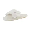 Chinelos florais de cetim da moda, novo estilo 2026, chinelos de sola macia para interior e exterior, de pelúcia e quentes, chinelos de algodão de uma tira