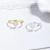 Anillo de Zirconia con Diamante de Gota de Agua para Mujer Anillo Abierto de Plata 925 Anillo de Nicho de Alta Gama Joyería de Mano Elegante Coreana Ins