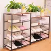Estante para Zapatos para el Hogar de Comercio Exterior, Estante de Almacenamiento Multicapa, Zapatero Ensamblado de Acero y Madera, Zapatero para Dormitorio, Zapatero Simple, Venta al por Mayor por Fabricante
