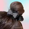 Novo grampo de cabelo com laço de strass e cabeça de bola, acessório de alta qualidade para coque de cabelo feminino, clip de cabelo da moda para redes sociais, adorno de cabeça