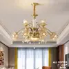 Candelabro de cobre estilo europeo, luz principal para sala de estar, luz de comedor dúplex de lujo americano, luz para estudio y dormitorio, accesorios de iluminación de Zhongshan